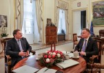 Prezes NSA Jacek Chlebny i Prezydent RP Andrzej Duda podczas spotkania w Pałacu Prezydenckim 